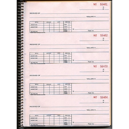 Asp Coil-Bound Cash Receipt Book, 200/Book, 3-Part Receipts, PK200 8040